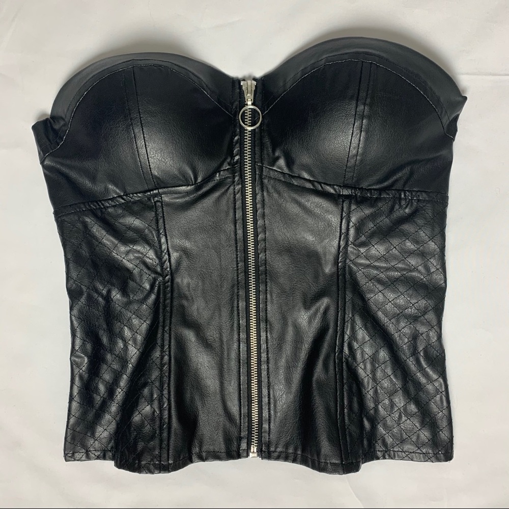 Black Zip-up Corset/Bustier Top Charlotte Russe